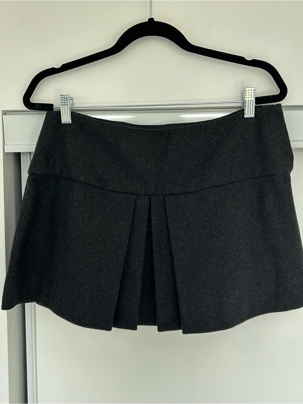 Miu Miu Black Pleated Wool Mini Skirt